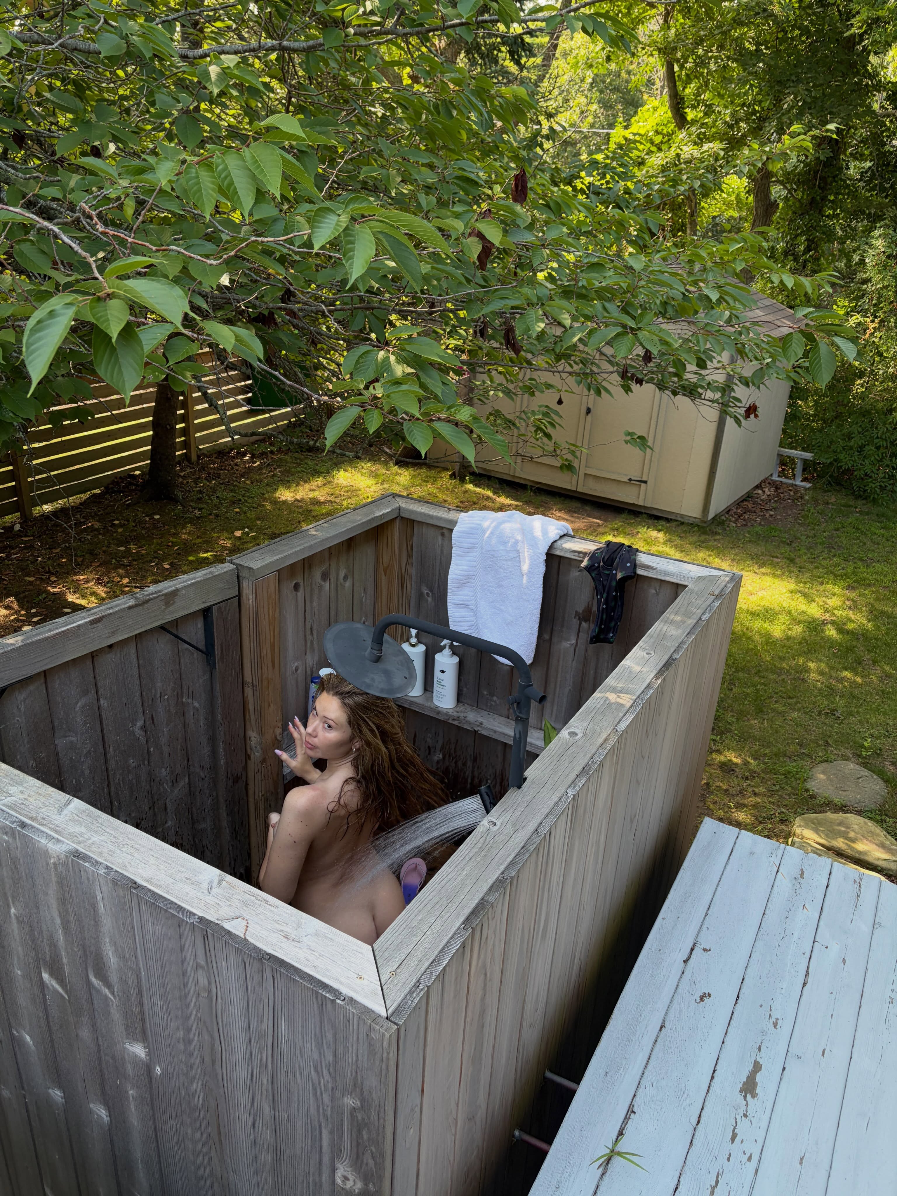 Gabby Windey Shows Off Nude Body in Outdoor Shower Pics Taken by Robby Hoffman