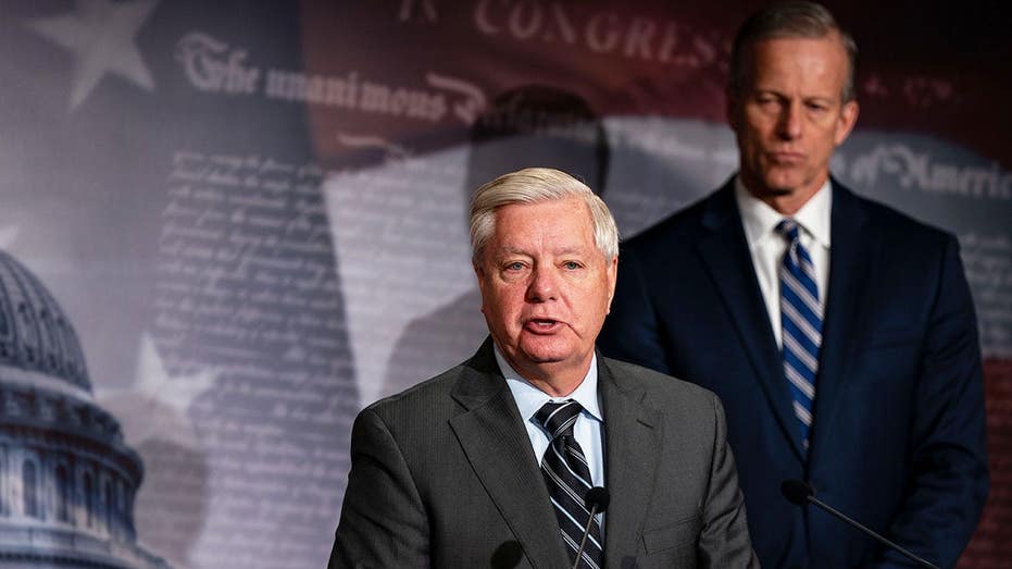 'The halls of the Senate already feel empty': Tearful Thune honors Lindsey Graham as sister takes his seat