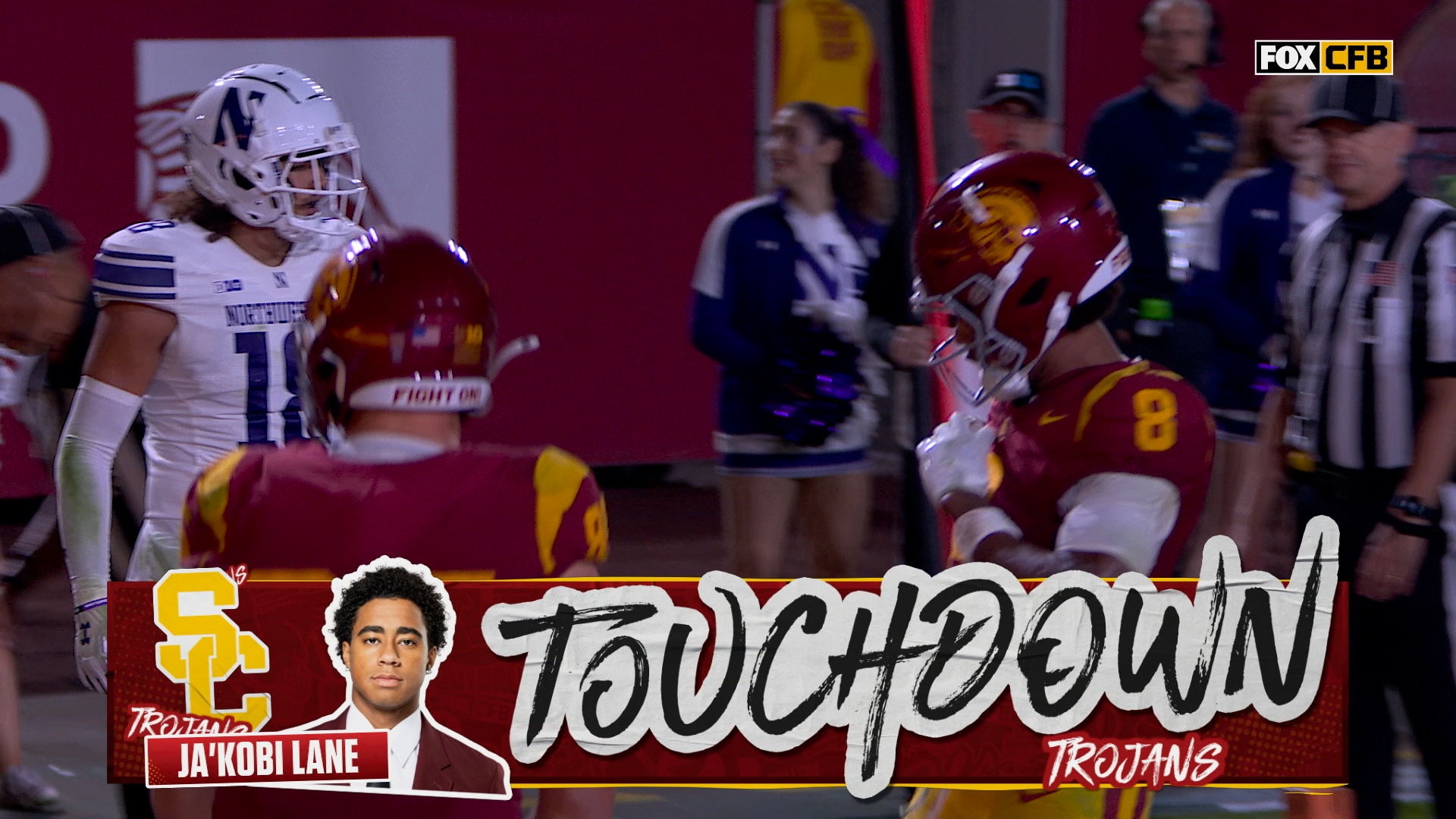 Ja'kobi Lane's INSANE one-handed grab extends USC's lead over Northwestern