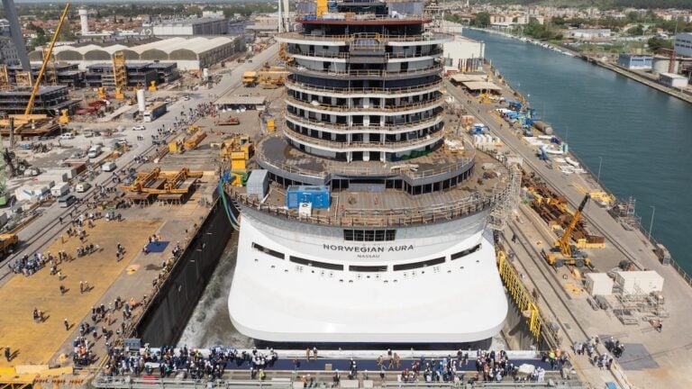 Norwegian Aura Hits the Water as NCL’s Biggest Ship Ever Floats Out