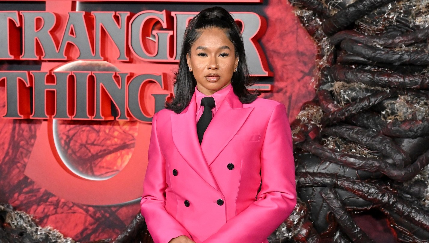 Jordan Chiles Goes Pantsless in Hot Pink Blazer at ‘Stranger Things’ Premiere