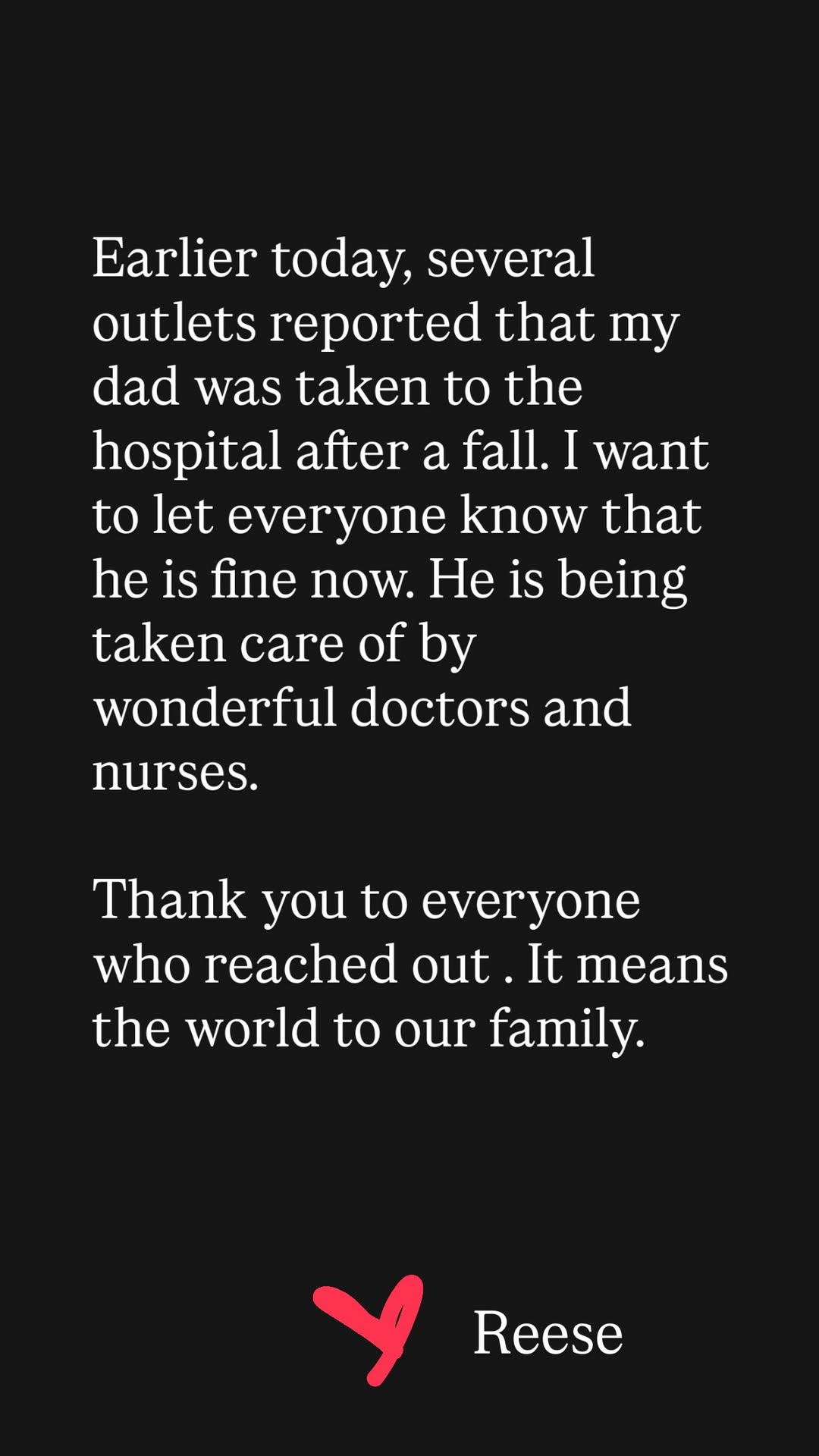 Reese Witherspoon Shares Update on Dad John's Hospitalization After Fall