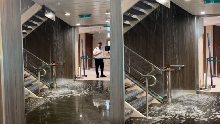 Broken Pipe Leads to Accidental Waterfall on Royal Caribbean Ship