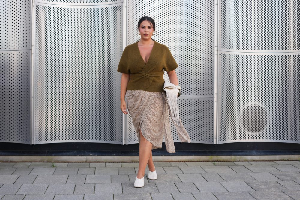 Rich Moms Are Obsessed With This Flattering Wrap Sweater Trend for Fall
