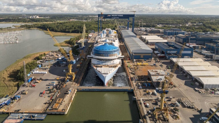 Hero of the Seas Hits Water in Major Construction Milestone