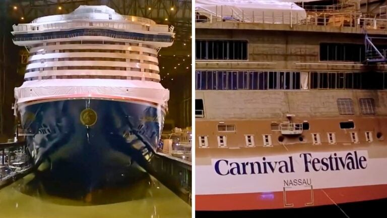 Carnival Festivale Reaches Construction Milestone as Ship Floats on Water