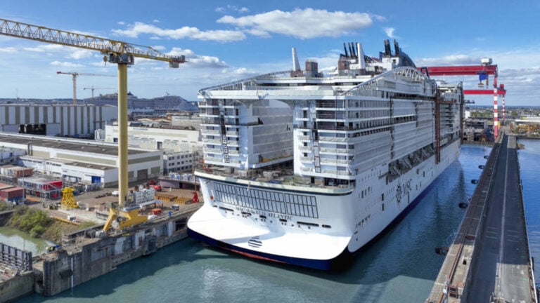 MSC’s Giant World Atlantic Ship Floats Out for the First Time