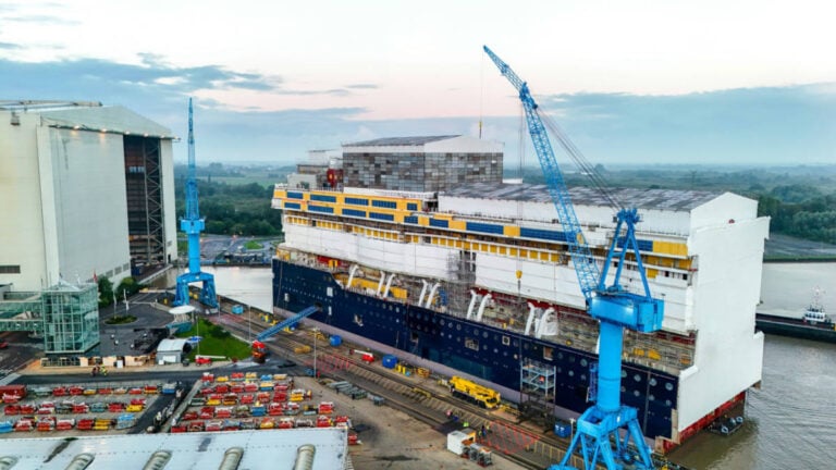 First Giant Section of Disney’s Newest Cruise Ship Floated Out