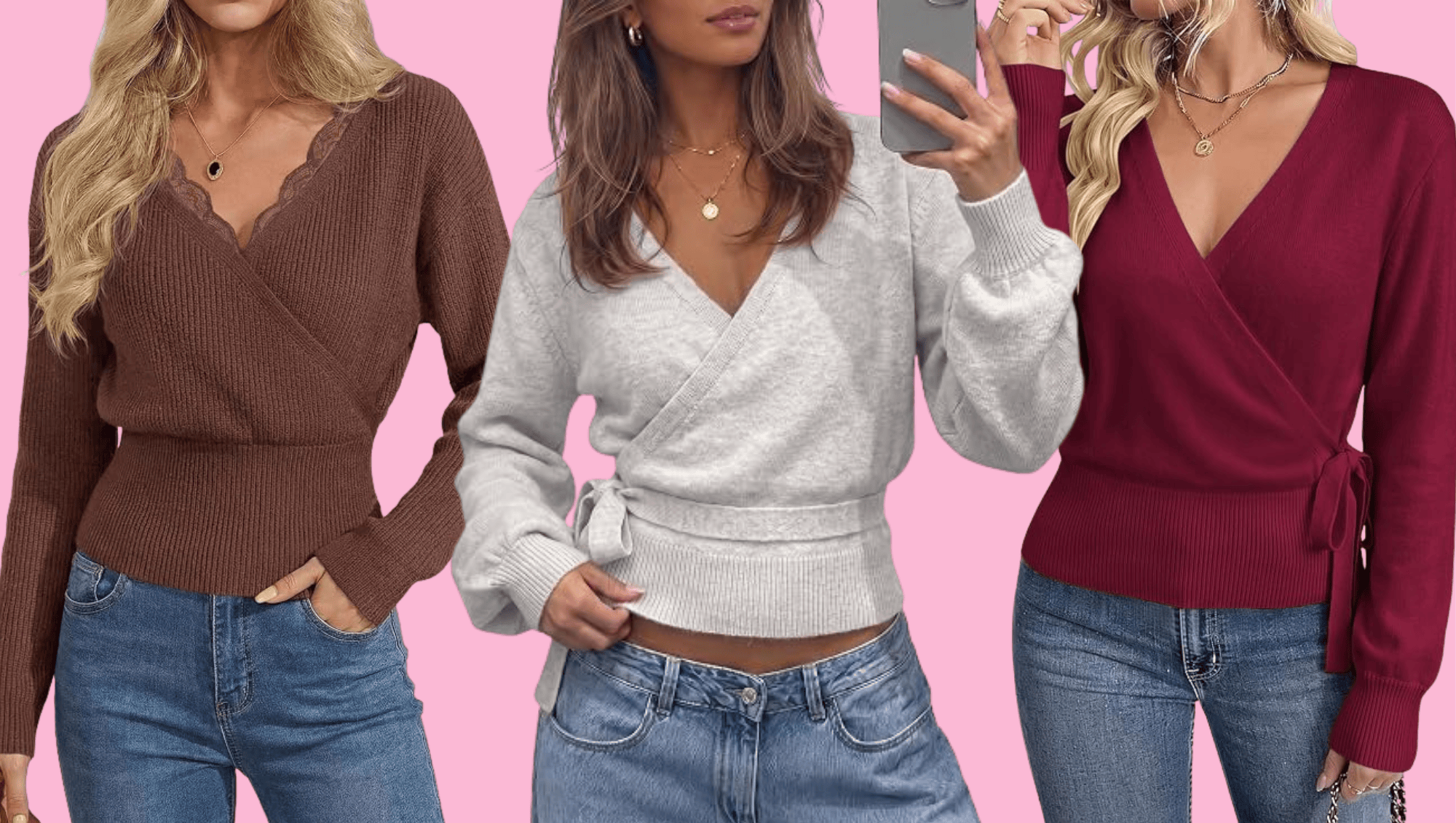 Snatched Waist, Cozy Fit! These 17 Slimming Wrap Sweaters Deliver