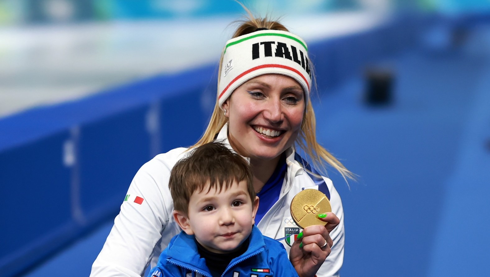 Speed Skater Francesca Lollobrigida Celebrates Olympics With 2-Year-Old Son