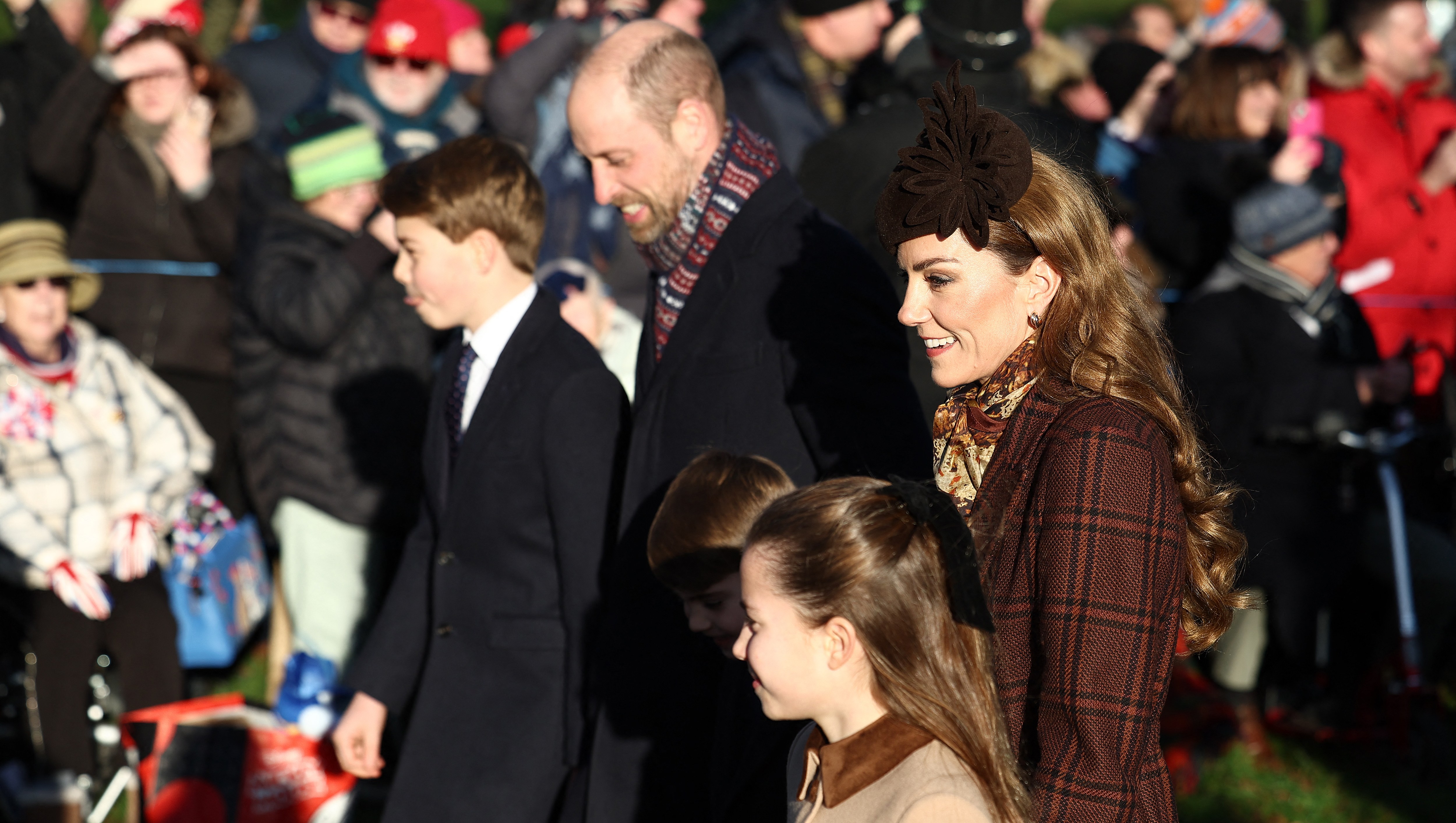 Prince William, Kate and Kids Join Royal Family's Christmas Church Service