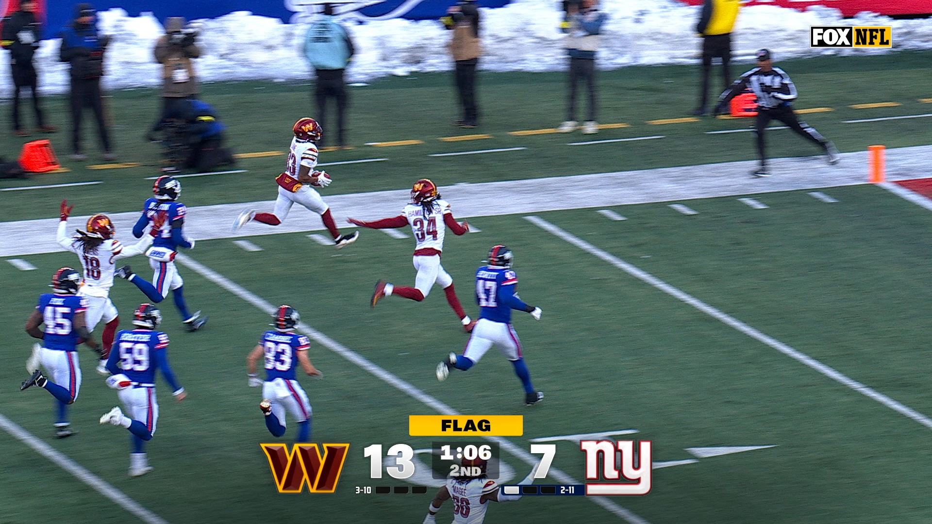 Jaylin Lane returns punt 63 yards for TD, extending Commanders' lead over Giants | NFL Highlights